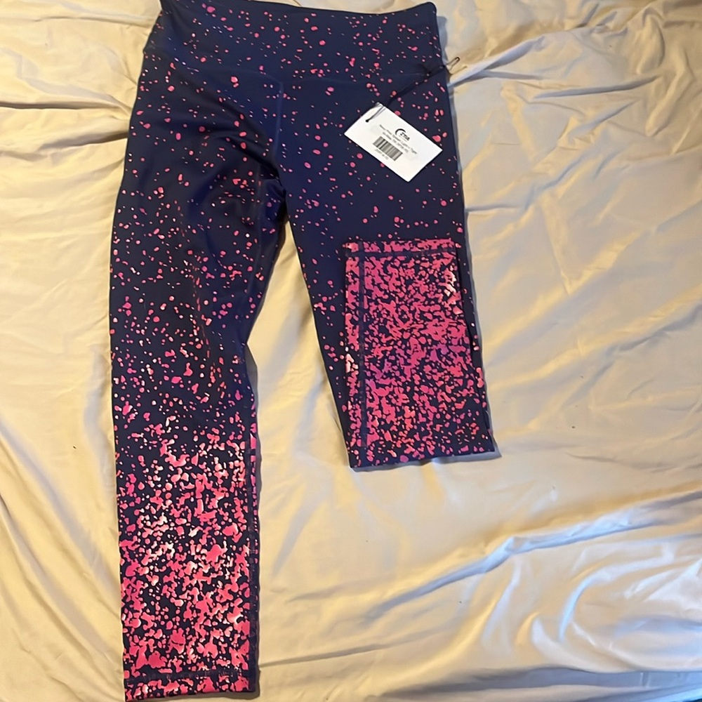 ZYIA Activewear Navy Pink Splash LNT HiRise 7/8 24”